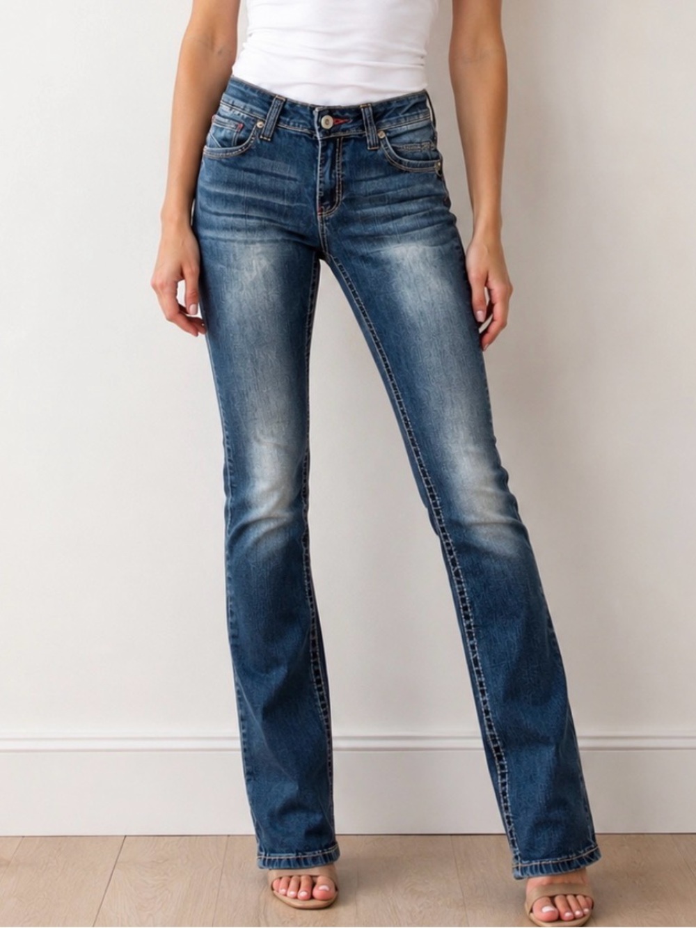 Forever Young Women’s Blue Washed Slim Jeans stretch straight leg SZ 11
